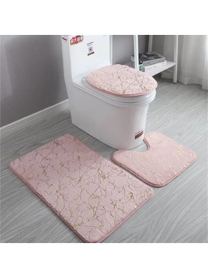 Masoffy 3P1005BROWN Yeni Ev Tuvalet Paspasları Oturma Odası Banyo Seti Altın Baskı Kaymaz Halılar Yatak Odası Baskı Halı Duş Mat Banyo Paspasları Banyo (Yurt Dışından)