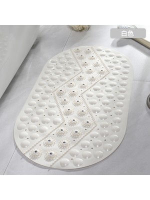 Masoffy Beyaz Yenı Banyo Paspas 39X69 cm Vantuz Emniyet Duşu Küvet Paspaslar Kaymaz Banyo Zemin Mat Pvc Su Geçirmez Masaj Ayak Pedi (Yurt Dışından)