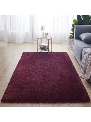 Masoffy Şarap Kırmızısı Yaklaşık 120X160 cm Yumuşak Peluş Banyo Halı Yatak Odası Başucu Ayak Mat Düz Renk Su Emme Halı Kalınlaşmak Kaymaz Banyo Paspas Zemin Halı (Yurt Dışından)