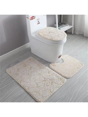 Masoffy 3P1002BLACK Banyo Paspas Seti Ev Tuvalet Paspasları Oturma Odası Banyo Altın Baskı Kaymaz Halılar Yatak Odası Baskı Halı Duş Mat Banyo Paspasları Banyo (Yurt Dışından)