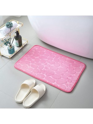 Masoffy Pembe 40X60CM Ev Banyo Paspas Kaymaz Çakıl Halı Emici Lavabo Yatak Odası Zemin Tuvalet Bellek Köpük Yıkanabilir Halı Banyo Dekor Mat. (Yurt Dışından)