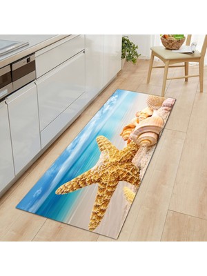 Masoffy HZ073--DD 40X120CM-15.7X47.2IN 3D Plaj Kabuk Halıları Ev Banyo Kaymaz Kapı Paspasları Halı Kabuklu Denizyıldızı Paspas Oturma Odası Zemin Ayak Pedi Mutfak Mat (Yurt Dışından)