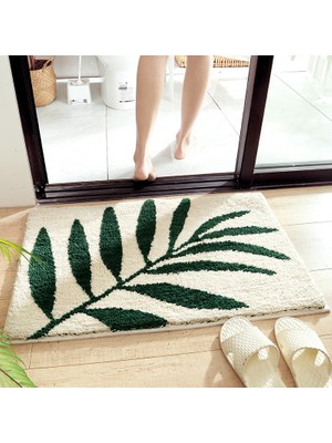 Masoffy 06 50X80CM Honlaker Yeşil Yapraklar Akın Banyo Paspas Kaymaz Emici Mikrofiber Banyo Halısı Ev Giriş Kapı Mat Süper Yumuşak Banyo Halısı (Yurt Dışından)