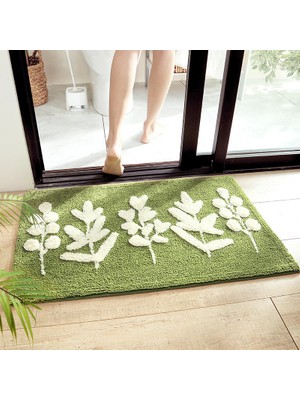 Masoffy 06 50X80CM Honlaker Yeşil Yapraklar Akın Banyo Paspas Kaymaz Emici Mikrofiber Banyo Halısı Ev Giriş Kapı Mat Süper Yumuşak Banyo Halısı (Yurt Dışından)