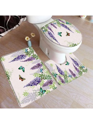 Masoffy 1479BL-3PCS Set 40X60CM-15.7X23.6IN Mor Orkide Zen Banyo Paspasları Setleri Beyaz Mum Siyah Masaj Taşı Asya Spa Modern Kapı Kilim Ev Banyo Dekor Tuvalet Kapağı Mat (Yurt Dışından)