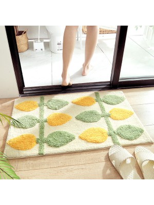 Masoffy Limon Ağacı 45X65CM Inyahome Yeşil Yapraklar Akın Banyo Paspas Kaymaz Emici Mikrofiber Banyo Halısı Ev Giriş Kapı Mat Süper Yumuşak Banyo Paspasları (Yurt Dışından)