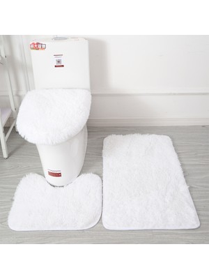 Masoffy Beyaz 1 Adet 45X50CM 1-3 Adet Peluş Banyo Banyo Paspas Seti Kaymaz Tuvalet Halıları ve Tuvalet Kapağı Kapağı Yumuşak Kabartmak Duş Halısı Paspaslar Banyo Için (Yurt Dışından)