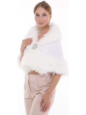 Furrier Taşlı Suni Kürklü Bolero