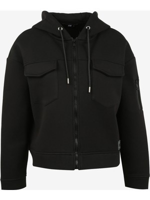 Caterpillar Siyah Kadın Kapüşonlu Sweatshirt C3WL-SWT27