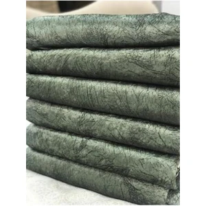 Süngerli Koltuk Çekyat Örtüsü Damar Desenli Parlak ve Haki Yeşil