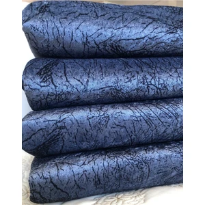 Süngerli Koltuk Çekyat Örtüsü Damar Desenli Parlak Lacivert