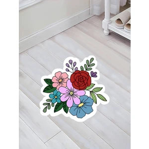 Colorix Carpet Özel Kesim Çiçek Desenli Kaymaz Taban Paspas No: 120