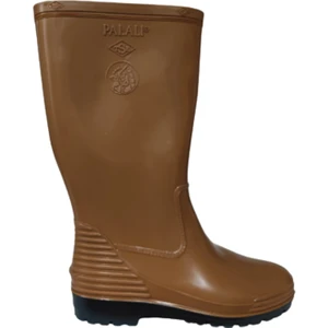 Unisex  Açık Kahve Siyah Taban Kısa Yağmur Çizmesi