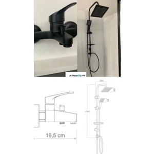 Armour Armatür Siyah Banyo Batarya Seti