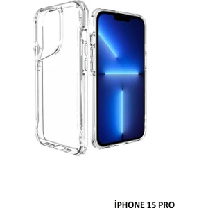 Iphone 15 Pro Kılıf Kamera Çıkıntılı Şeffaf Darbe Emici Sert Silikon Kapak T-Max