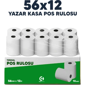 Coly Ambalaj 56 x 12 cm Termal Pos Rulosu Pos Kağıdı 10'lu Paket