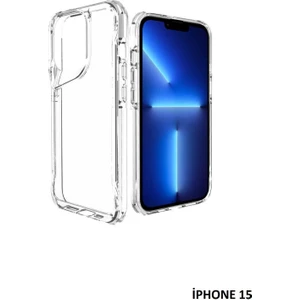 iPhone 15 Kılıf Kamera Çıkıntılı Şeffaf Darbe Emici Sert Silikon Kapak T-Max