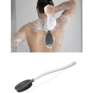 Uzun Saplı Vücut Masaj Fırçası, Çift Taraflı Sırt Kese Banyo Duş Masaj Yumuşak Fırça Füme