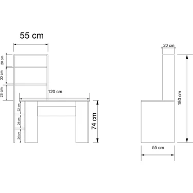 Alonex Aden 120X74X55 Çalışma Masası Bilgisayar Masası Ofis Fiyatı