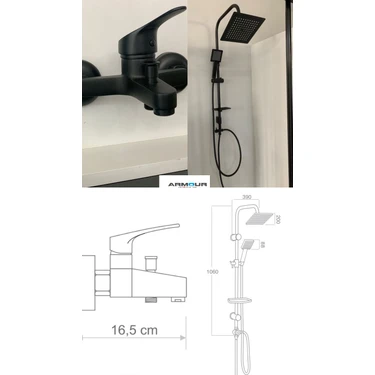 Armour Armatür Siyah Banyo Batarya