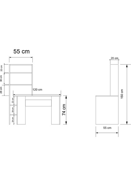 Aden 120X74X55 Çalışma Masası Bilgisayar Masası Ofis Ders