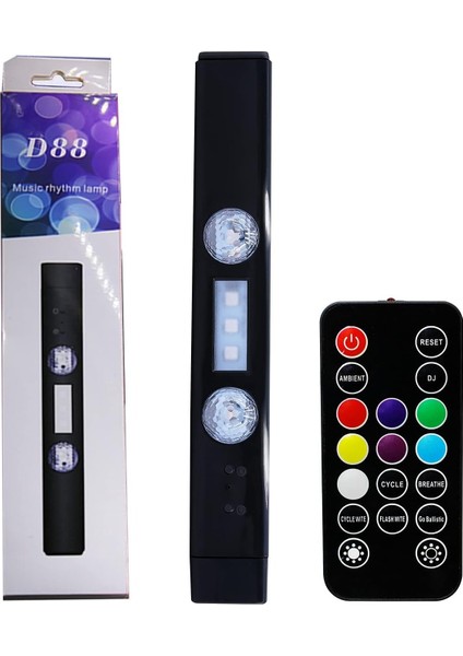 D88 Şarjlı 22CM Çubuk LED - Rgb Uzaktan Kumandalı LED Işık Şarjlı - USB Girişli