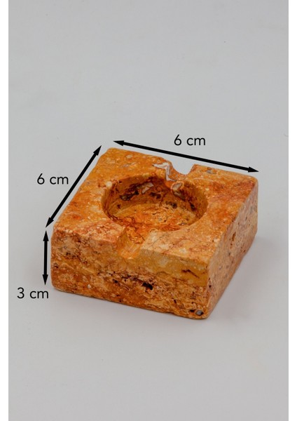 Traverten Mermer Küllük 4lü Set 6 x 6 x 3 cm