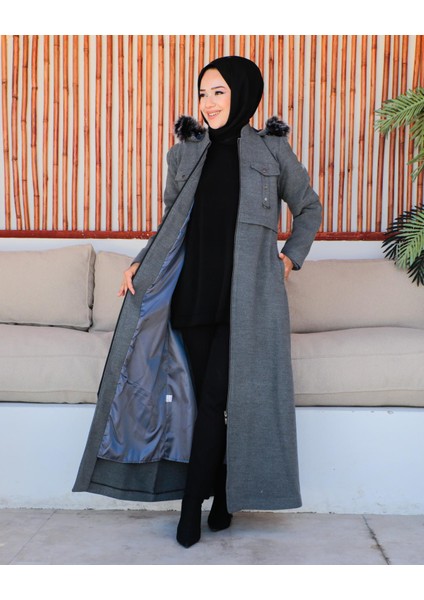 Kmkkombin Kadın Tam Boy Astarlı Kapşonlu Özaltay Kaşe Kaban fiyatları