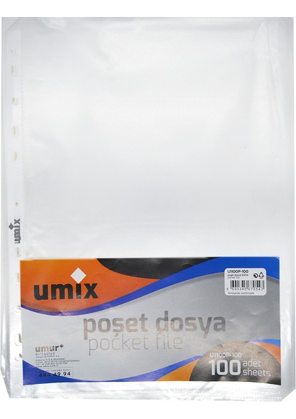 Umi x Şeffaf Poşet Dosya 100'lü 1 Paket