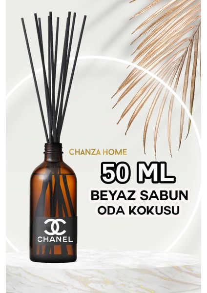 Chanza Home 50 ml Beyaz Sabun Oda Kokusu Chanel Etiketli Çubuklu Oda Kokusu