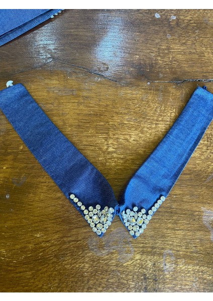 6X24 cm Kot Kumaş Zirkon Taşlı Boyun Yaka Eelbise Yaka Güpür Aplike