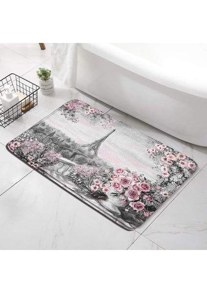 DD-7119G 40X60CM-15.7X23.6IN Mor Orkide Zen Banyo Paspasları Setleri Beyaz Mum Siyah Masaj Taşı Asya Spa Modern Kapı Kilim Ev Banyo Dekor Tuvalet Kapağı Mat (Yurt Dışından)
