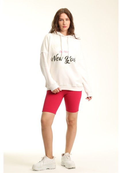 Fancy Kadın Kapüşonlu İçi Pamuklu Renkli Baskılı Sweatshirt indirimleri