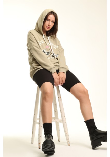 Fancy Kadın Kapüşonlu İçi Pamuklu Renkli Baskılı Sweatshirt fırsatları