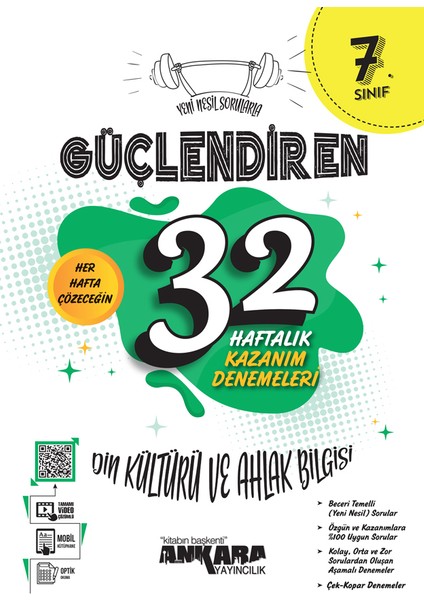 Ankara Yayıncılık 2024 Güncel 7.Sınıf  Din Kültürü Kültürü ve Ahlak Bilgisi Soru Bankası ve 32 Haftalık Deneme Seti Nesil