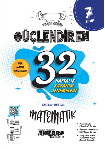 2024 Güncel 7.Sınıf Matematik Güçlendiren Soru Bankası ve 32 Haftalık Deneme Seti