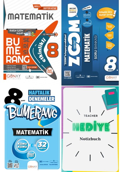 Güncel 8. Sınıf Matematik Bumerang Zoom ve 32 Haftalık Denemeler Seti Yeni Nesil Muhteşem Birleşim