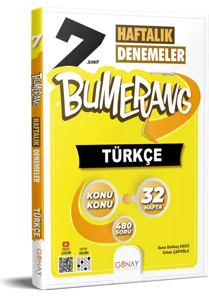 Günay Yayınları 7. Sınıf Türkçe Bumerang Haftalık Denemeler Güncel