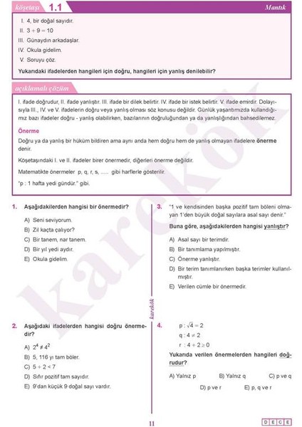 9. Sınıf Matematik Konu Anlatımlı Çözümlü Soru Mps (Modüler Piramit Sistemi)