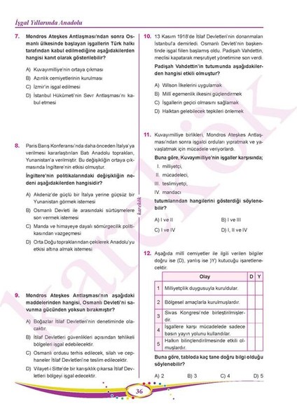 8. Sınıf LGS T.C İnkılap Tarihi ve Atatürkçülük Soru Bankası