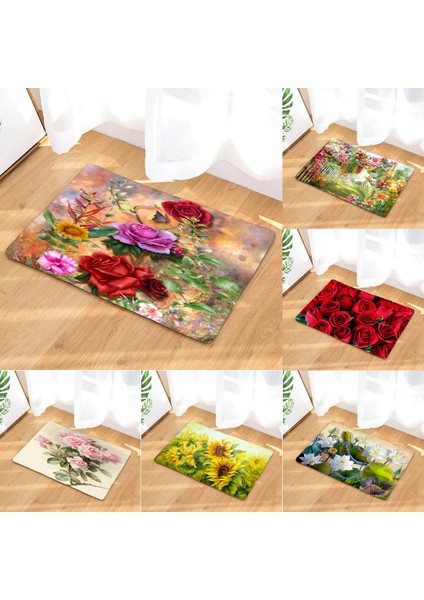 453Y 750MMX450MM Gül Çiçek Dekoratif Paspas 45*75CM Halı Ev Oturma Odası Yumuşak Halı Banyo Mutfak Kapalı Kaymaz Emici Zemin Mat (Yurt Dışından) modelleri