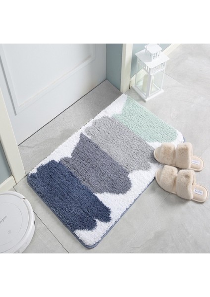 B Qingwu Mavi 60X90 cm Inyahome Kapalı Dekor Alan Halı Mutfak Zemin Banyo Halıları Fas Vintage Yumuşak ve Emici Mikrofiber Banyo Paspas Kaymaz (Yurt Dışından)