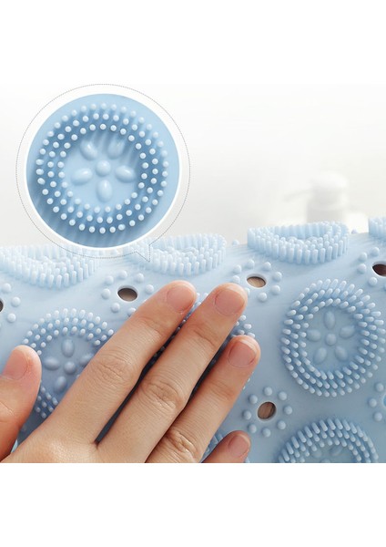 Mavi 30X30CM 55CM Kaymaz Banyo Paspası Yuvarlak Duş Mat Silikon Ayak Masaj Matı Drenaj Delikli Vantuz Dayanıklı Banyo Aksesuarı (Yurt Dışından) fırsatları