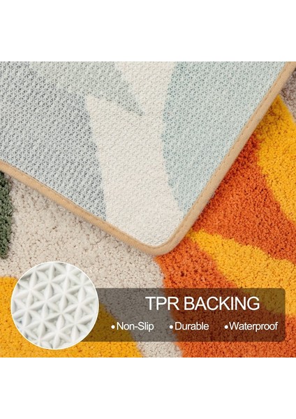Yaprak Lacivert 50X80 cm Inyahome Banyo Halıları Renkli Soyut Yapraklar Banyo Paspas Kaymaz Su Emici Boho Banyo Halısı Yumuşak Mikrofiber Paspaslar (Yurt Dışından)