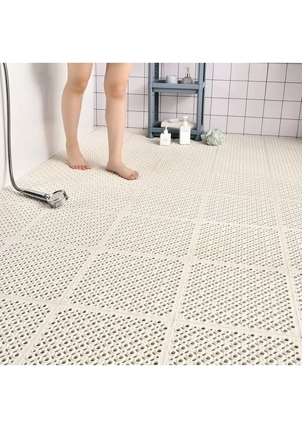 Beyaz 4 Adet Banyo Kaymaz Paspaslar Petek Ayak Paspası Duş Banyo Su Geçirmez Delikli Tam Paspaslar Banyo Aksesuarları Seti (Yurt Dışından)