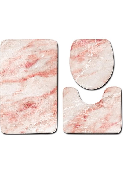 17 Büyük Boy Zeegle Mermer Desen Banyo Paspası Duş Perdesi Seti Kaymaz Ayaklı Halı Kapak Tuvalet Kapağı Banyo Paspası Duş Perdesi ile (Yurt Dışından)