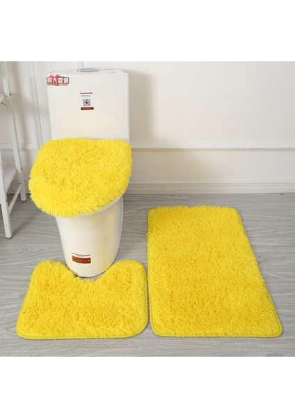 Bej 40X50 45X50 50X80CM 3 Adet/takım Düz Renk Banyo Paspas Seti Kabarık Kıllar Banyo Halıları Modern Tuvalet Kapak Kilim Seti Dikdörtgen (Yurt Dışından)