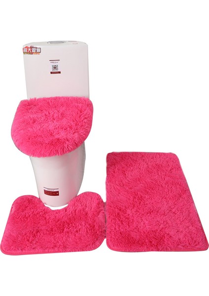 Bej 40X50 45X50 50X80CM 3 Adet/takım Düz Renk Banyo Paspas Seti Kabarık Kıllar Banyo Halıları Modern Tuvalet Kapak Kilim Seti Dikdörtgen (Yurt Dışından)