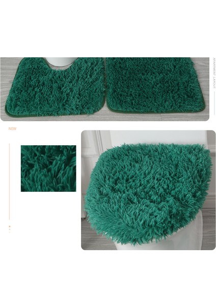 Bej 40X50 45X50 50X80CM 3 Adet/takım Düz Renk Banyo Paspas Seti Kabarık Kıllar Banyo Halıları Modern Tuvalet Kapak Kilim Seti Dikdörtgen (Yurt Dışından)