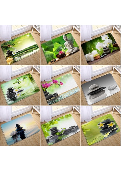 DD-10553J 45X75CM-17.7X29.9IN Zen Banyo Paspası Meditasyon Taş Yeşil Bambu Çiçek Manzara Kaymaz Halılar Mutfak Halı Paspas Giriş Banyo Yatak Odası Dekoru (Yurt Dışından) fiyatları